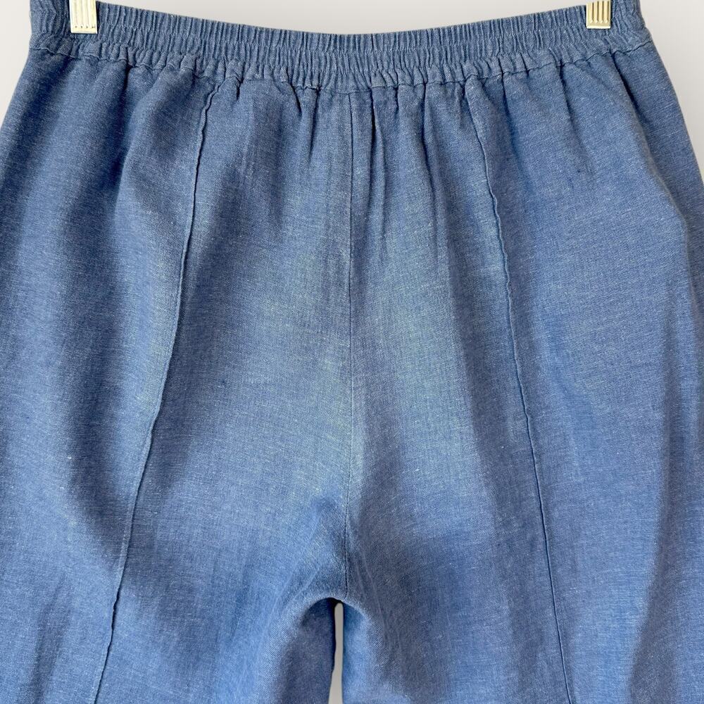Coldwater Creek Vintage Linen Blend Cargo Crop Wide Leg Pants Pullon Size L Blue - Picture 8 of 14